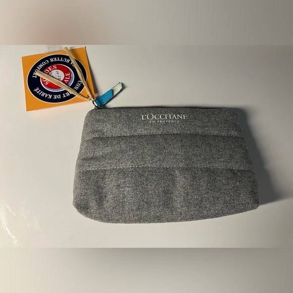 L'Occitane MAKE UP COSMETIC BAG CASE BRAND NEW Gray Puffer Piece - Picture 3 of 9